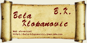 Bela Klopanović vizit kartica